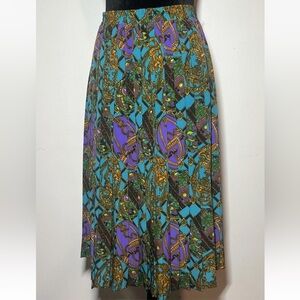 Vintage￼ Pleated Midi A Line Skirt ￼abstract Glam Design Andrea Gayle Size 6